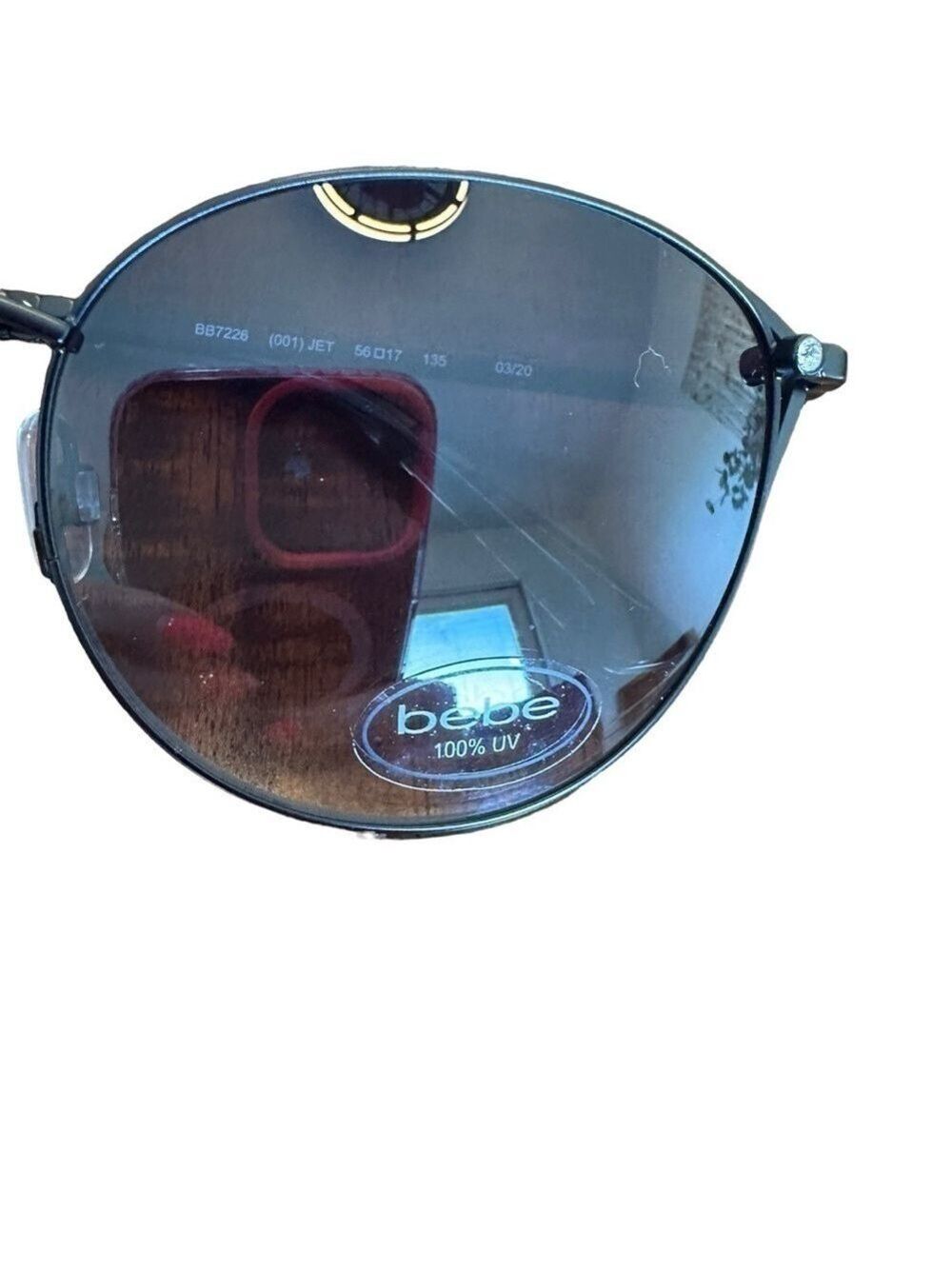 Bebe Metal Cat-Eye w/ Swarovski Crystal Jet Black Women’s Sunglasses - Picture 7 of 9